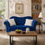 Causeuse Chesterfield de 66,5 po, canapé capitonné en velours avec accoudoirs roulés et garniture cloutée, bleu-115948909
