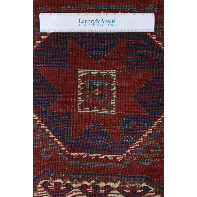 Tapis unique rouge / bleu 4 pi 7 po x 6 pi 10 po avant 1900