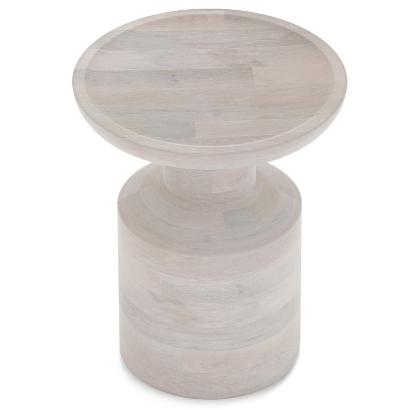 Table de bout ronde 18 po en bois massif blanc, Blanc