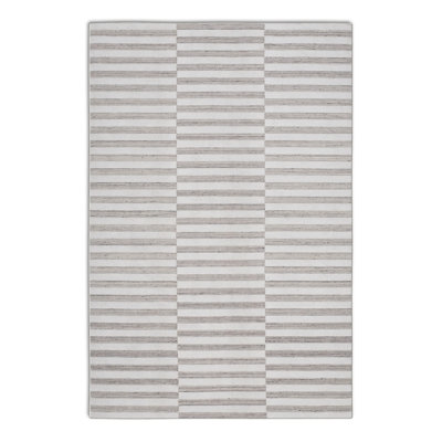 Ernie Striped Hand Loomed Recycled P.E.T. Area Rug in Light Silver/Pale Slate