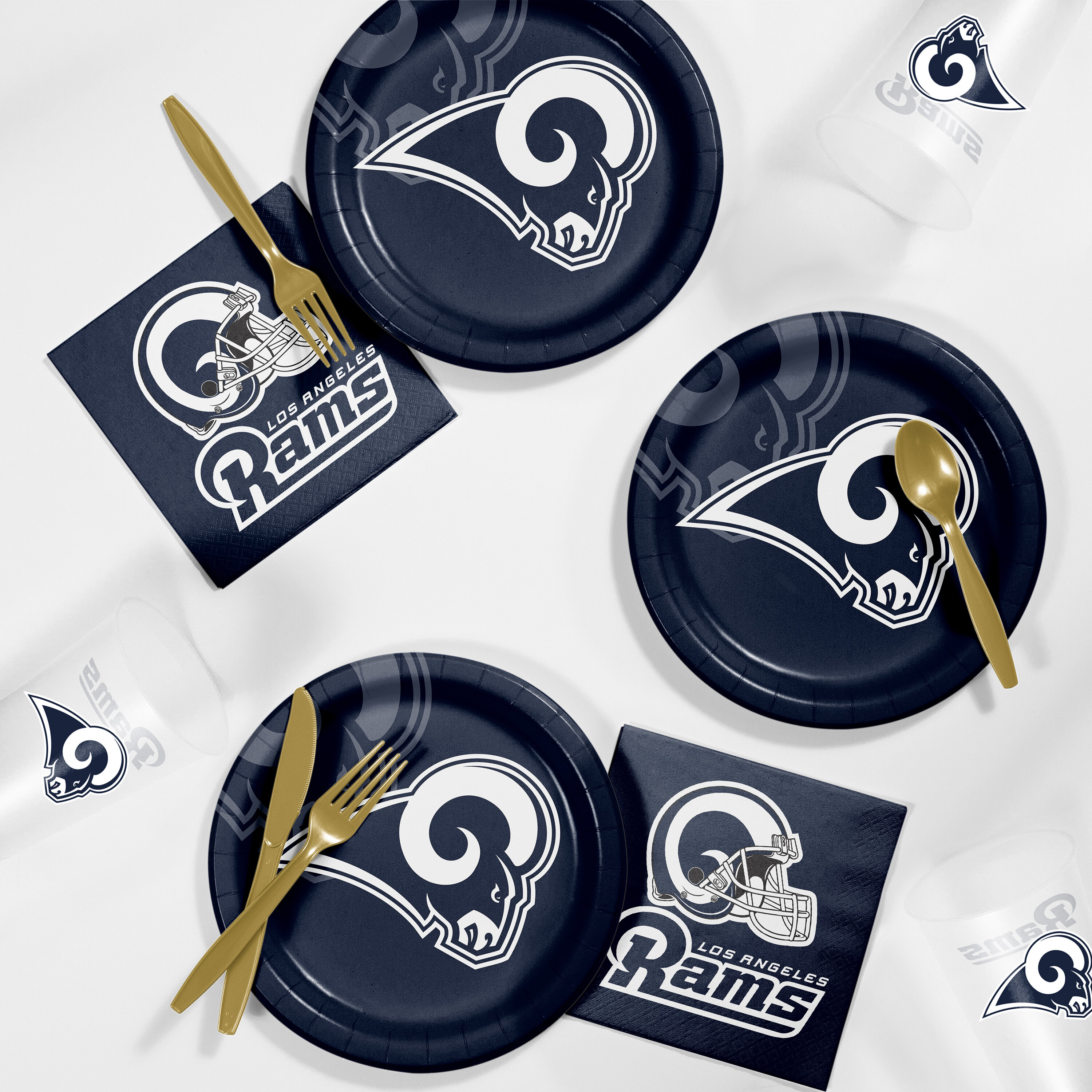 LOS ANGELES RAMS NFL FOOTBALL Party Supply Kit w/Plates & Tablecover