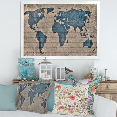 Ancienne carte du monde I - reproduction d'art sur toile