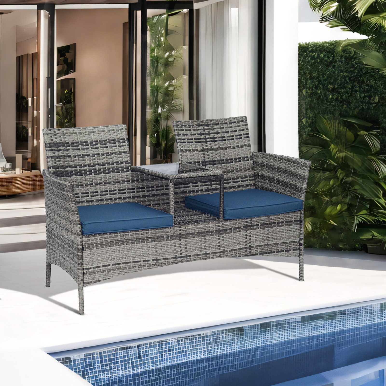 Outdoor Loveseat Nathan James Freya 3-Piece Bohemian Outdoor Couch