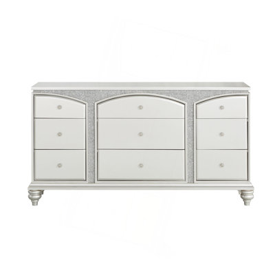 Commode Glam avec accents Sparkle et boutons en cristal
