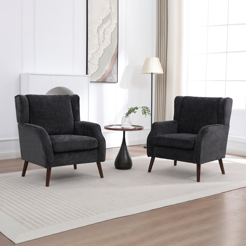 Elegant Wingback Accent Chair with Contemporary Straight Arm Design, Black