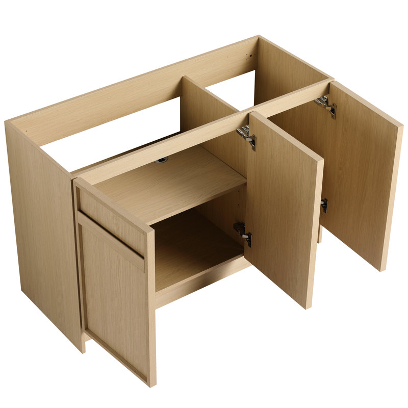 Meuble-lavabo autoportant 48 po - spacieux, 3 portes à fermeture en douceur, - unité de rangement en contreplaqué avec meuble-lavabo, conception moderne