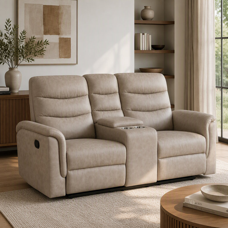 Ensemble de canapé inclinable 3 pièces Canapé en tissu avec causeuse et porte-gobelets