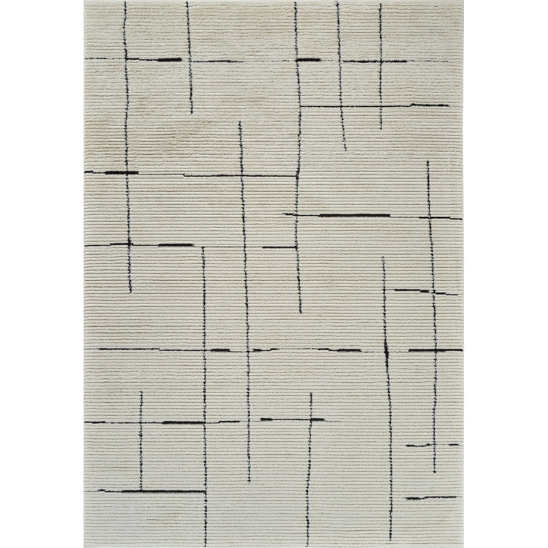 5' x 8' Red Abstract Stain-Resistant Synthetic Area Rug
