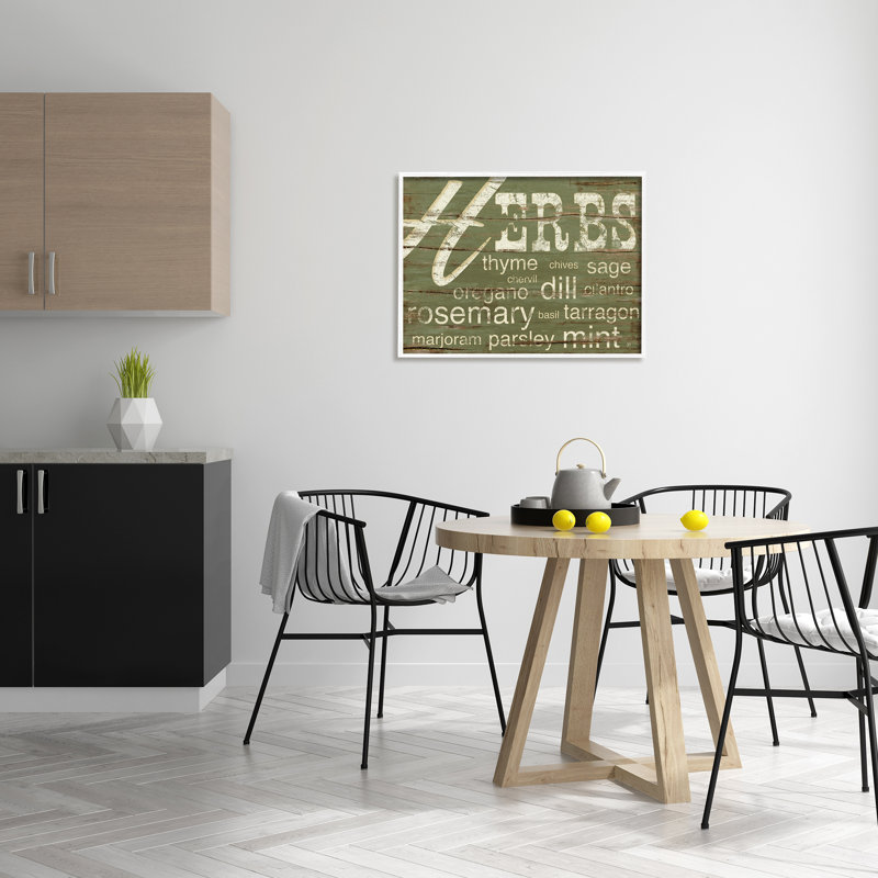 «The Stupell Home Decor Herbs and Words Green Kitchen» par Jennifer Pugh - impression d'art textuel