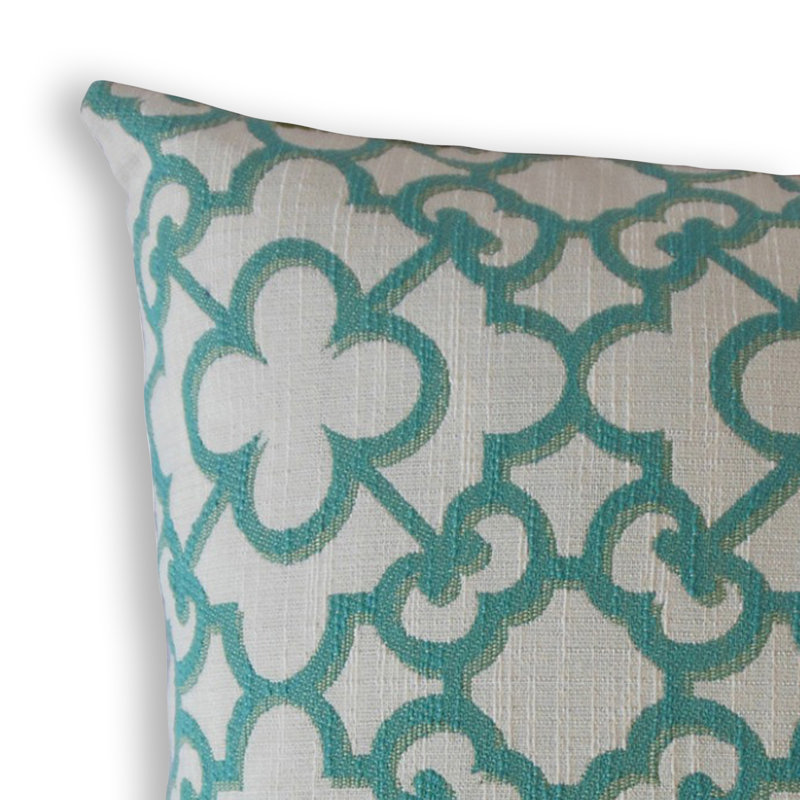 Coussin Dargiana, 18 po x 18 po, Bleu sarcelle, Coussin décoratif