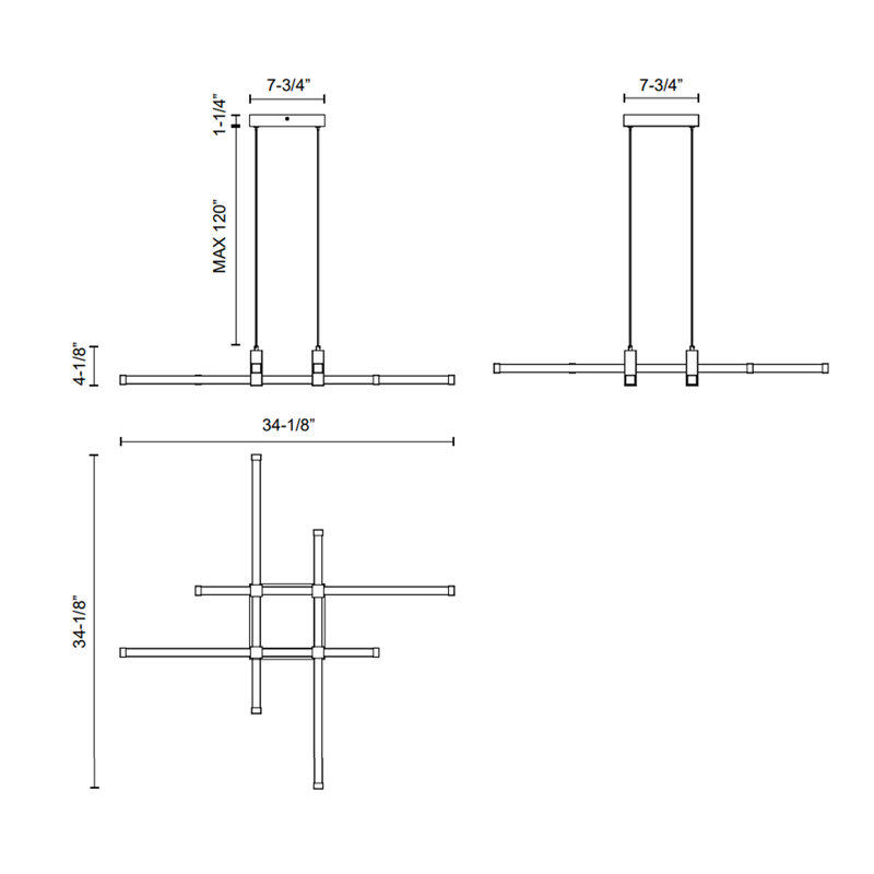 Blade 4 - Light LED Chandelier, Brushed Gold