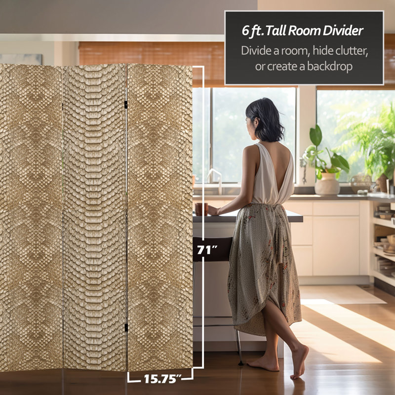 47.25'' 3 - Panel Folding Room Divider, Tan