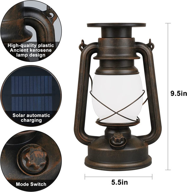 Vintage Lantern LED Battery Powered Camping Lamp Outdoor Hanging Lantern  Flickering Flame Rechargeable Retro Lanterns Remote Control 4 Modes Light