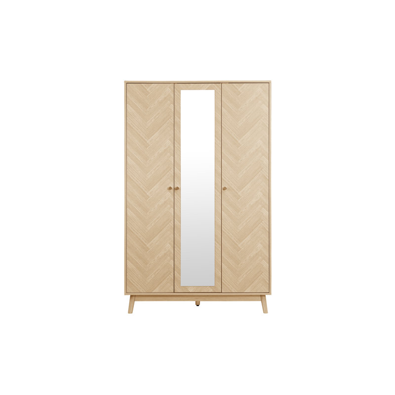 Mardell 3 Door Particle Board Wardrobe, Oak