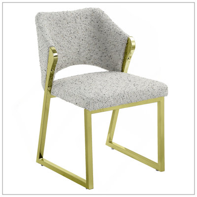 Galdesa Teddy Sherpa & Mirrored Gold Finish Side Chair (Set Of 2)