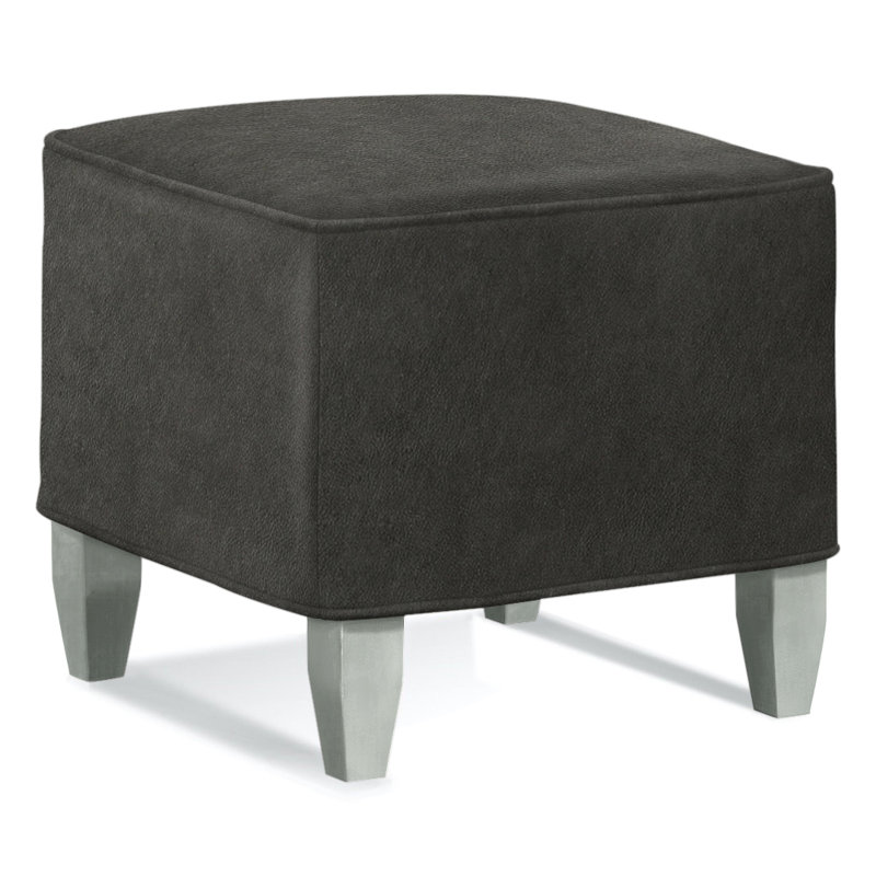 Brooklyn Square Ottoman, White Sugar Performance Polypropylene/Olefin, Nickel