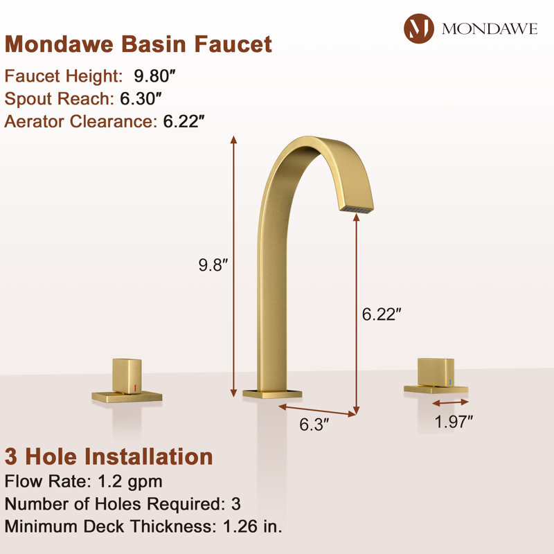 Herathena Widespread 2-handle Bathroom Faucet, Gold