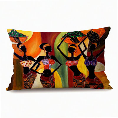 African Woman Farmhouse Outdoor Pillow Cover - Modern Decorative Sofa Bed Couch Throw Pillow Case - Ethnic Home Decor Accent