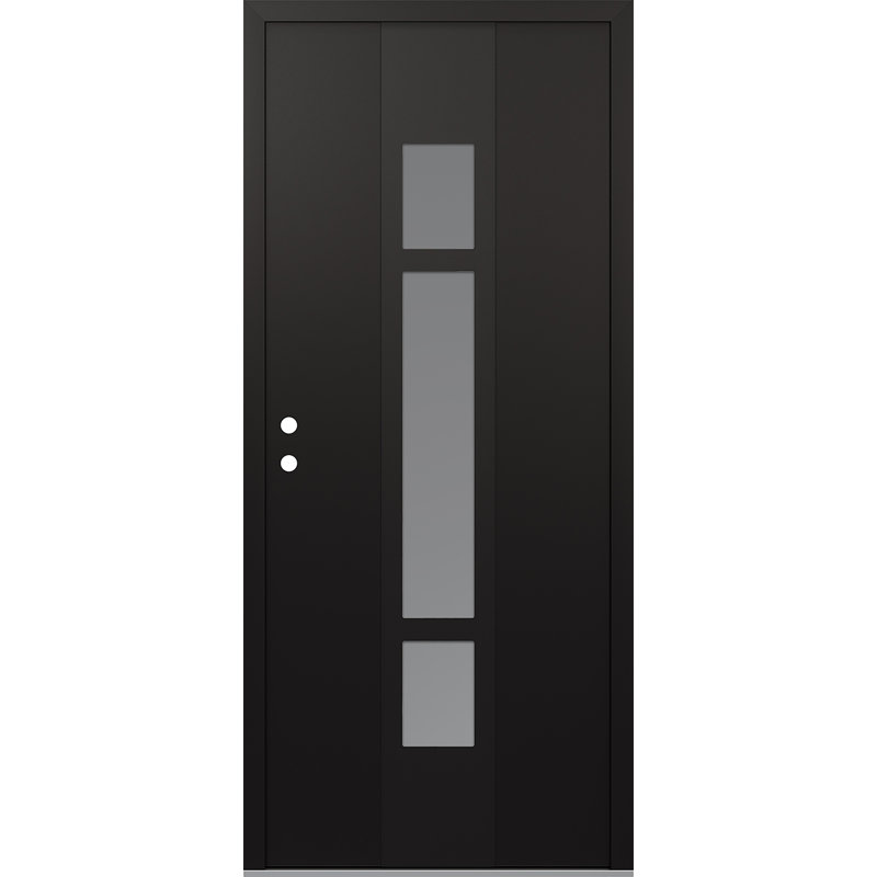 Porte d'entrée pré-suspendue Diamond A9, Droite / vers l'intérieur, Noir / blanc / givré