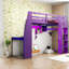 Lit mezzanine en bois avec bureau et rangement, gris moderne