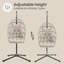 Height-Adjustable Hanging Egg Chair With Stand, Foldable Removable Basket, Cushion, Grey-397161237
