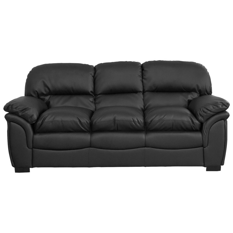 Sarno 3 Seater Faux Leather Sofa, Black