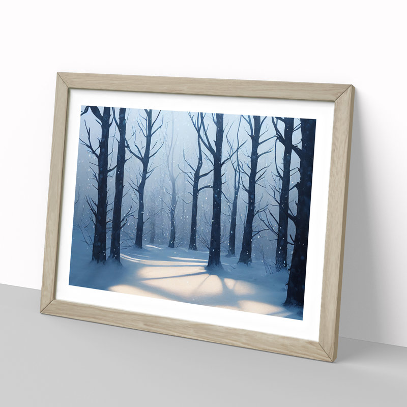 XH1022-10210X Winter Forest Snow Vol.3 - Single Picture Frame Print, 46cm H x 64cm W x 2cm D, Oak