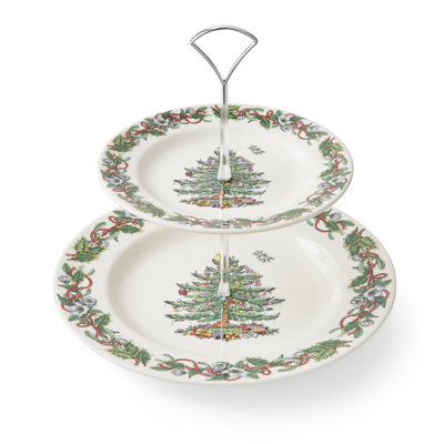 Christmas Wreath 2-Tier Cake Stand