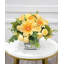 Faux Peony Floral Arrangement In Square Glass Vase