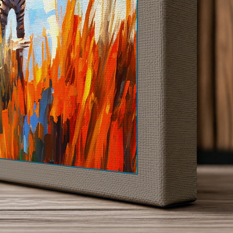 Zebras At Golden Hour Tropical - Print, 30x20 - 76.2 x 50.8 cm, Taupe Border