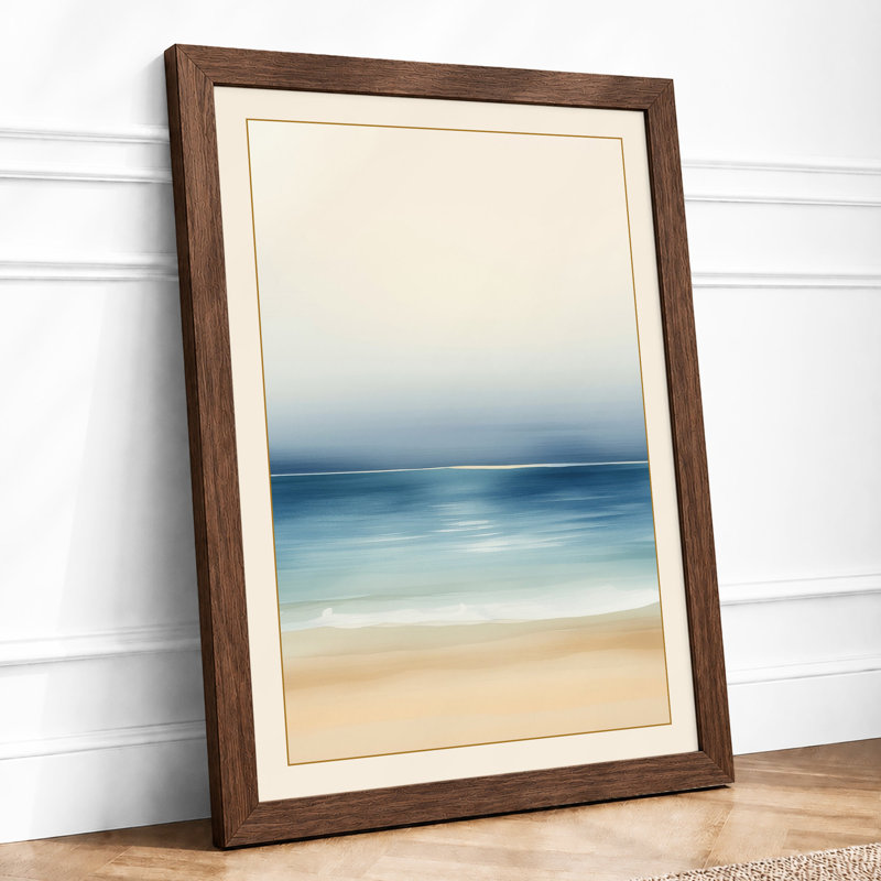 Serene Horizon Coastal - Framed Print, Walnut, A4 - 29.7 x 21.0 cm