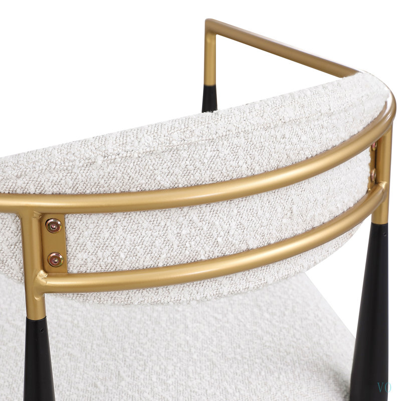Ensemble de 2 tabourets de bar, tabourets de bar rembourrés avec dossier et pieds en fer pour îlot de cuisine, assise en tissu d'une capacité de poids de 260 lb