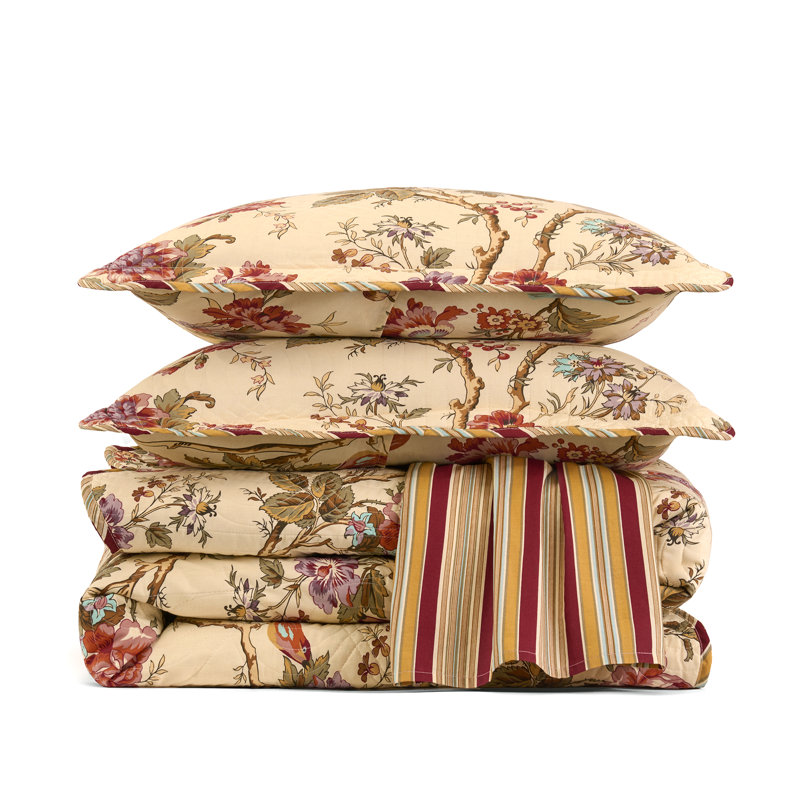Waverly Charleston Chirp 100% Cotton Quilt Set, Twin Quilt + 1 Shams, Charleston Chirp