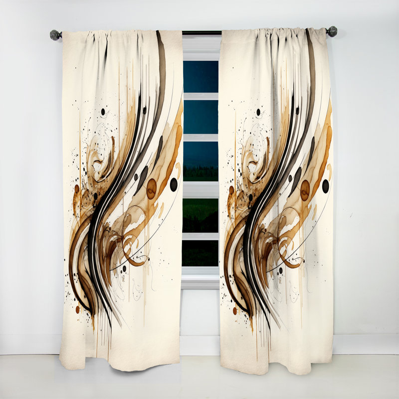 Mouvement brun et noir I - rideau en velours abstrait - 1 panneau, L 52 po x L 63 po