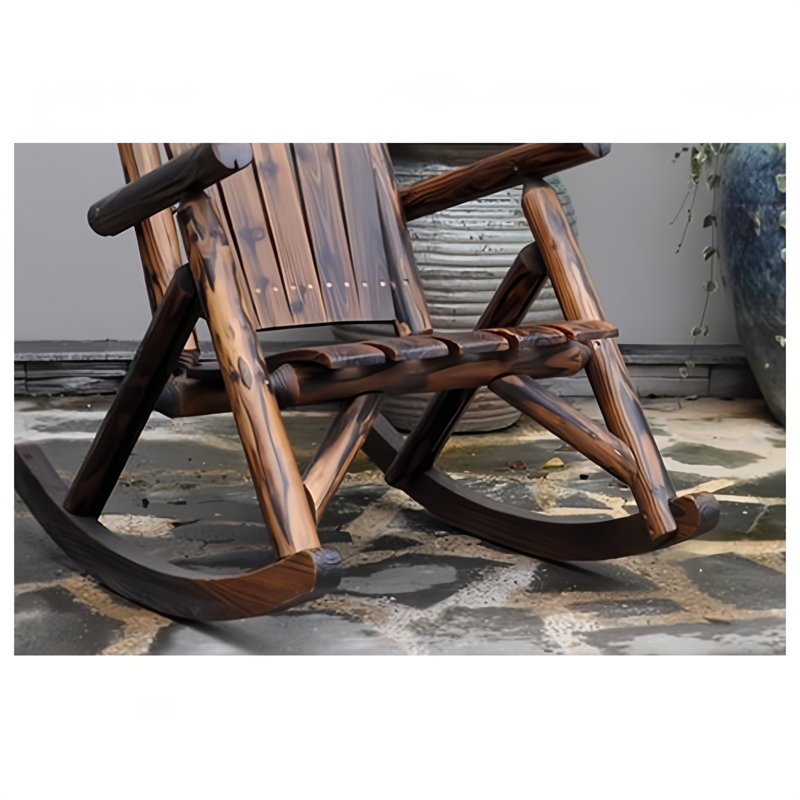 Solid Wood Rocking Chair, Dark Brown