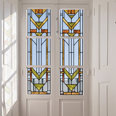 Geometric Stained Glass Effect Static Cling Film
