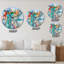 Abstrait fleurs rouges, bleues et roses - horloge murale maison de campagne-59913118