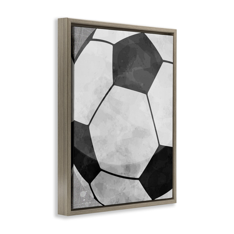 Cadre flottant avec ballon de soccer rebondissant, design par Christine Simpson Art, Cadre flottant orme Montalcino