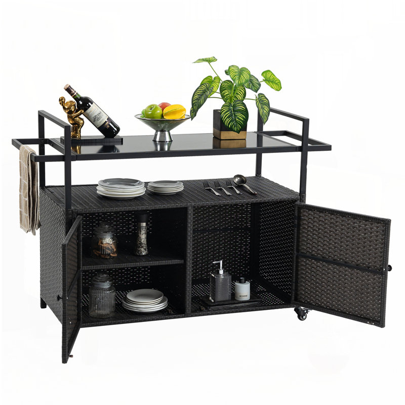 Outdoor Bar Cart, Black