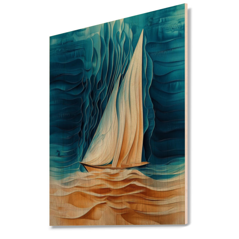 «Sail Into Still Waters» - art mural nautique en bois, H 24 po x l 18 po, Rectangulaire