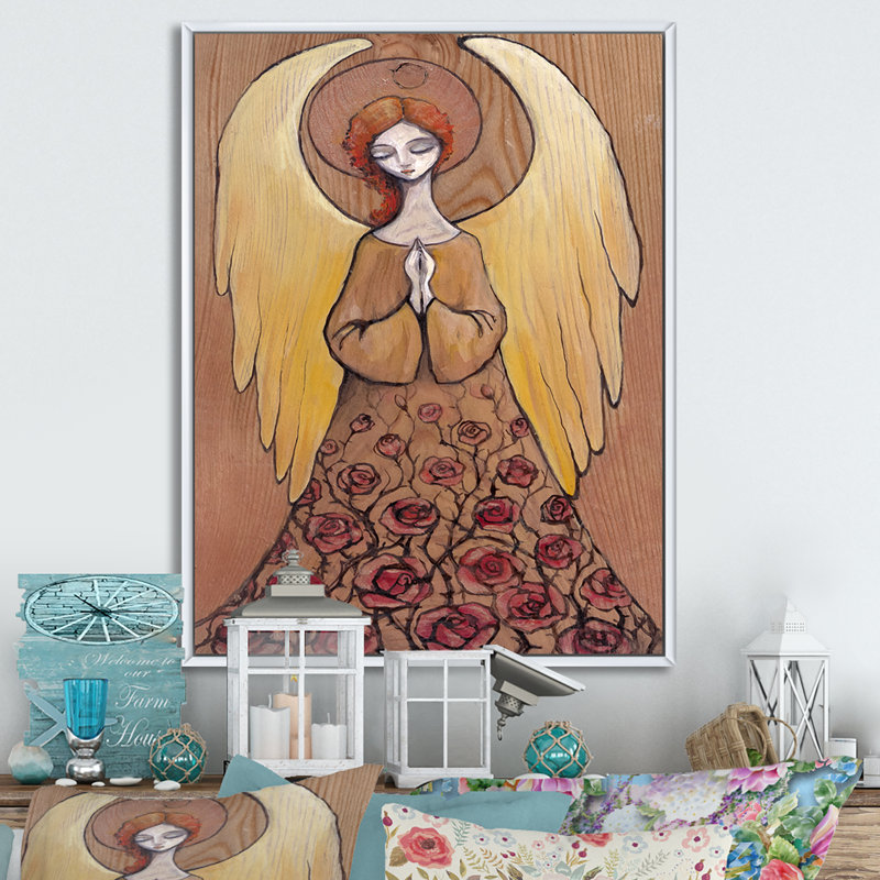 Illustration d'un ange religieux - reproduction d'art sur toile traditionnelle, H 12 po x l 8 po x P 1 po