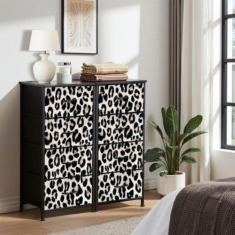 4 Drawer Dresser for Bedroom, Narrow Chest of Drawers, Wooden Top and Study Iron Frame 18"x37.5"-(WxH)