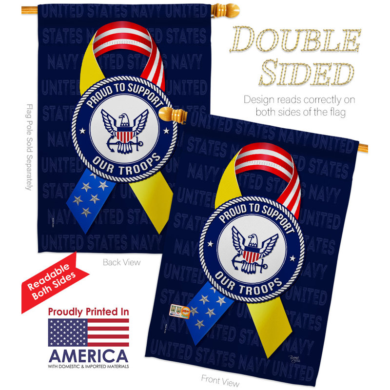Ensemble de drapeaux en mélange de polyester 40 x 28 po à 2 côtés, Marine