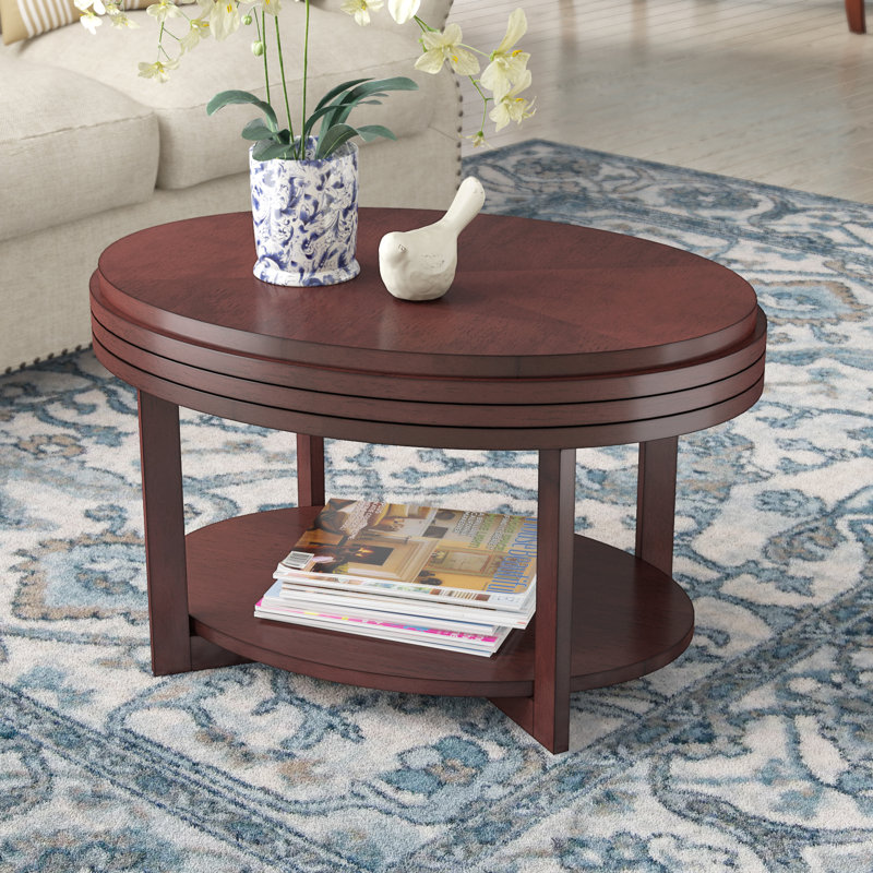 Wilfredo Favorite Finds Solid Wood Oval Apartment Coffee Table, Chocolate