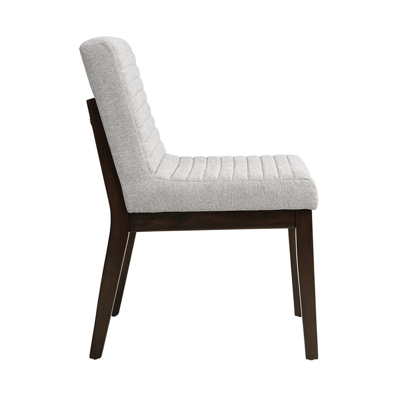Chaise d'appoint en lin gris 2 - rembourrage en tissu d'ameublement 2 pièces avec ton brun chaud, pour toutes les pièces Coussin d'assise et de dossier rembourré de qualité supérieure fabriqué en bois d'hévéa massif