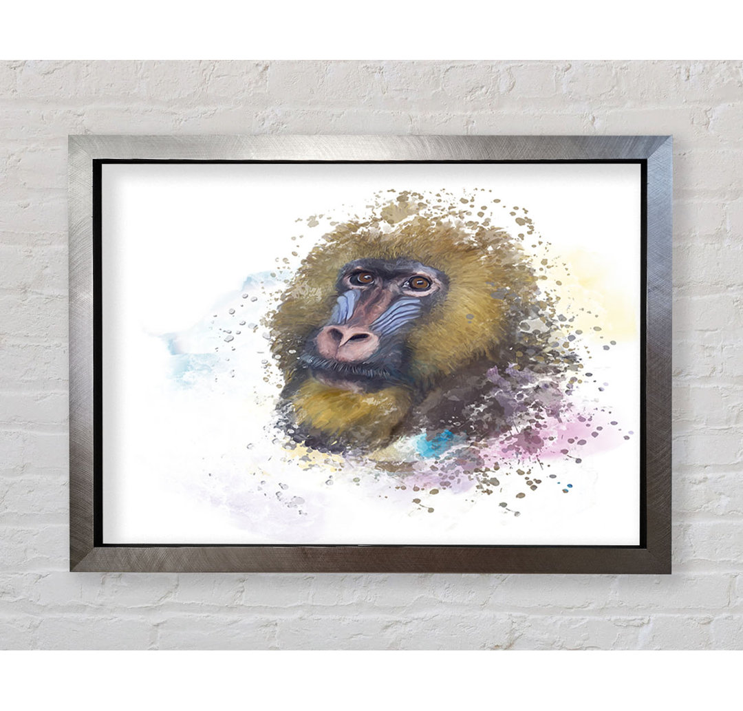 Mandrill Watercolour Splash - Einzelner Bilderrahmen Kunstdrucke