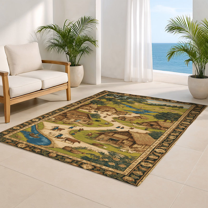Tapis d'intérieur et d'extérieur brun Persian, Rectangulaire 8 pi x 10 pi
