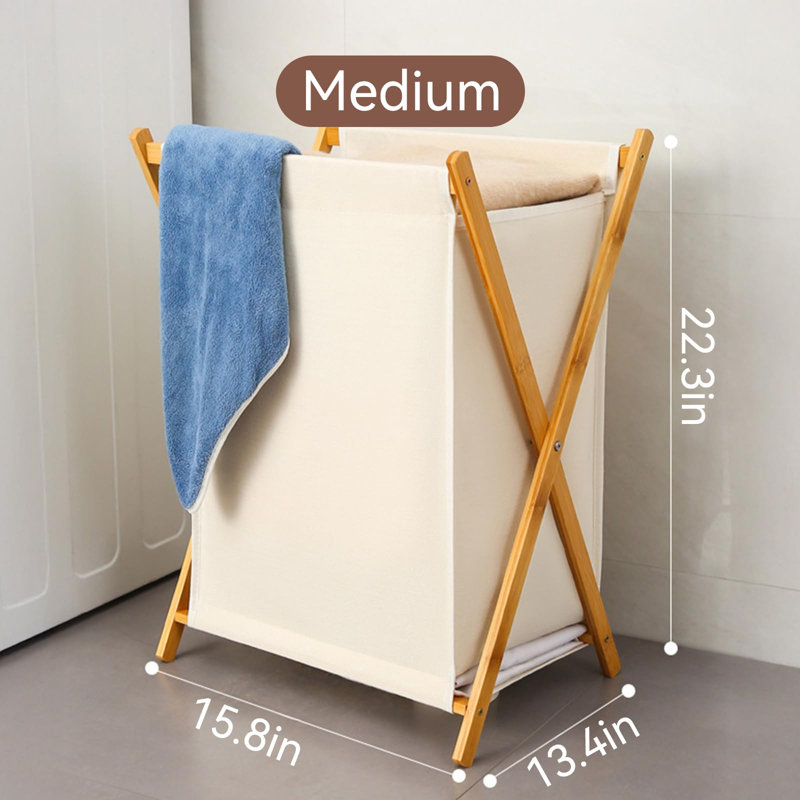 Foldable X-Frame Laundry Hamper, Multi-Size for Dorm, Bedroom, RV, (Beige)