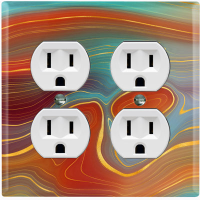 Metal Light Switch Plate Outlet Cover (Marble Earth Strata Red Blue Candy Swirl - Single Toggle)