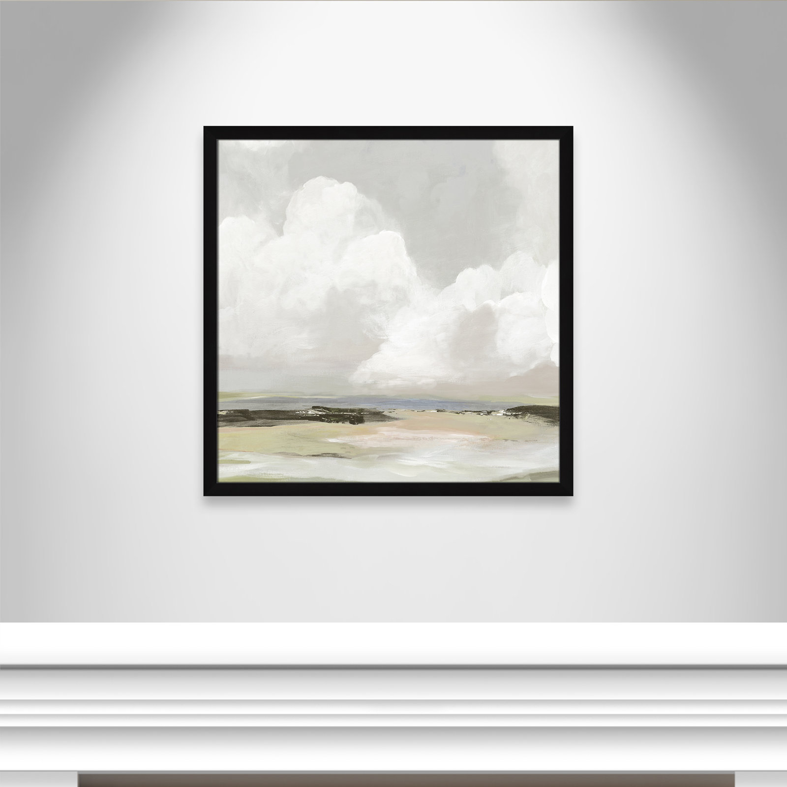 Soft Clouds - Picture Frame Painting Print, 33" H x 33" W x 1.12" D, Black Framed